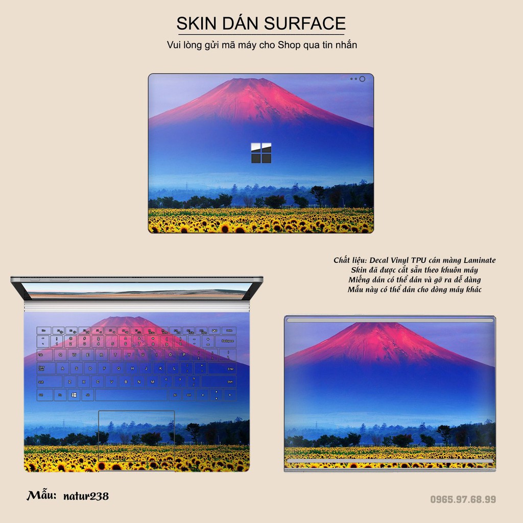 Miếng dán Skin bảo vệ mặt lưng Surface Pro 2/ Pro 3/ Pro 4/ Pro 5/ Pro 6/Pro 7/Pro X / Surface Go /Book in hình sưu  tầm