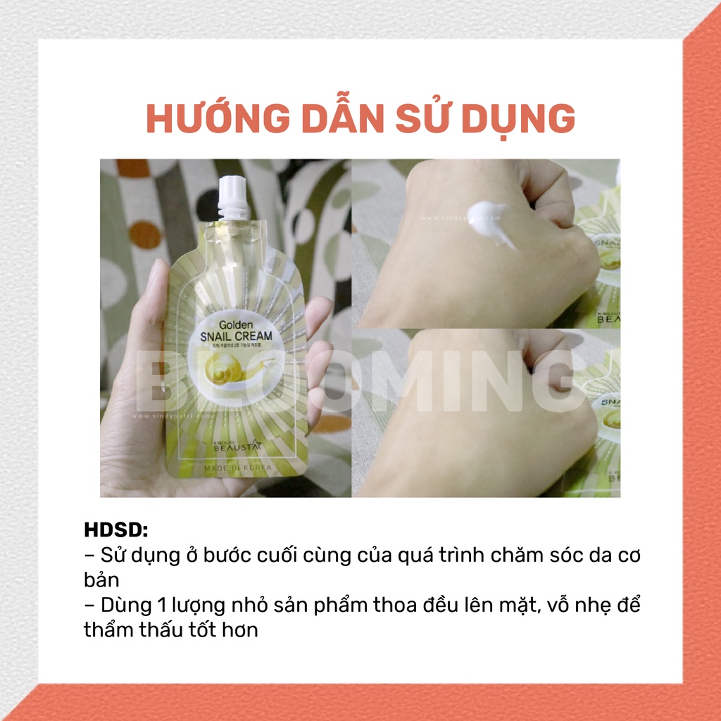 Kem dưỡng da ốc sên BEAUSTA Golden Snail Cream giúp dưỡng ẩm và phục hồi da mặt 15ml