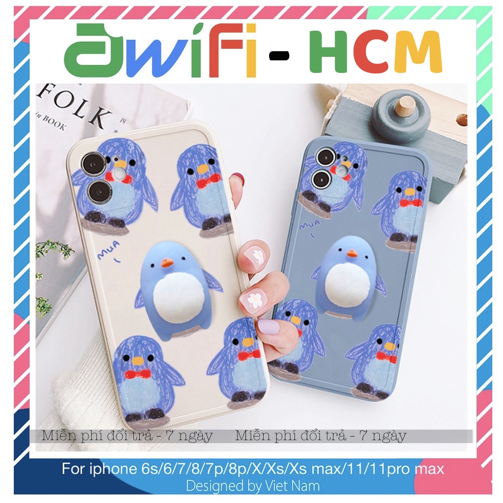 Ốp lưng iphone viền nổi bóng cánh cụt bóp 6plus/6s/6splus/7/7plus/8/8plus/x/xr/xs/11/12/pro/max/plus/promax-Awifi B3-15