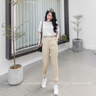[Mã FATHANG5 giảm 10K đơn 50K] QUẦN BAGGY KAKI XĂN LAI ZAREEN JOG02 NUDE