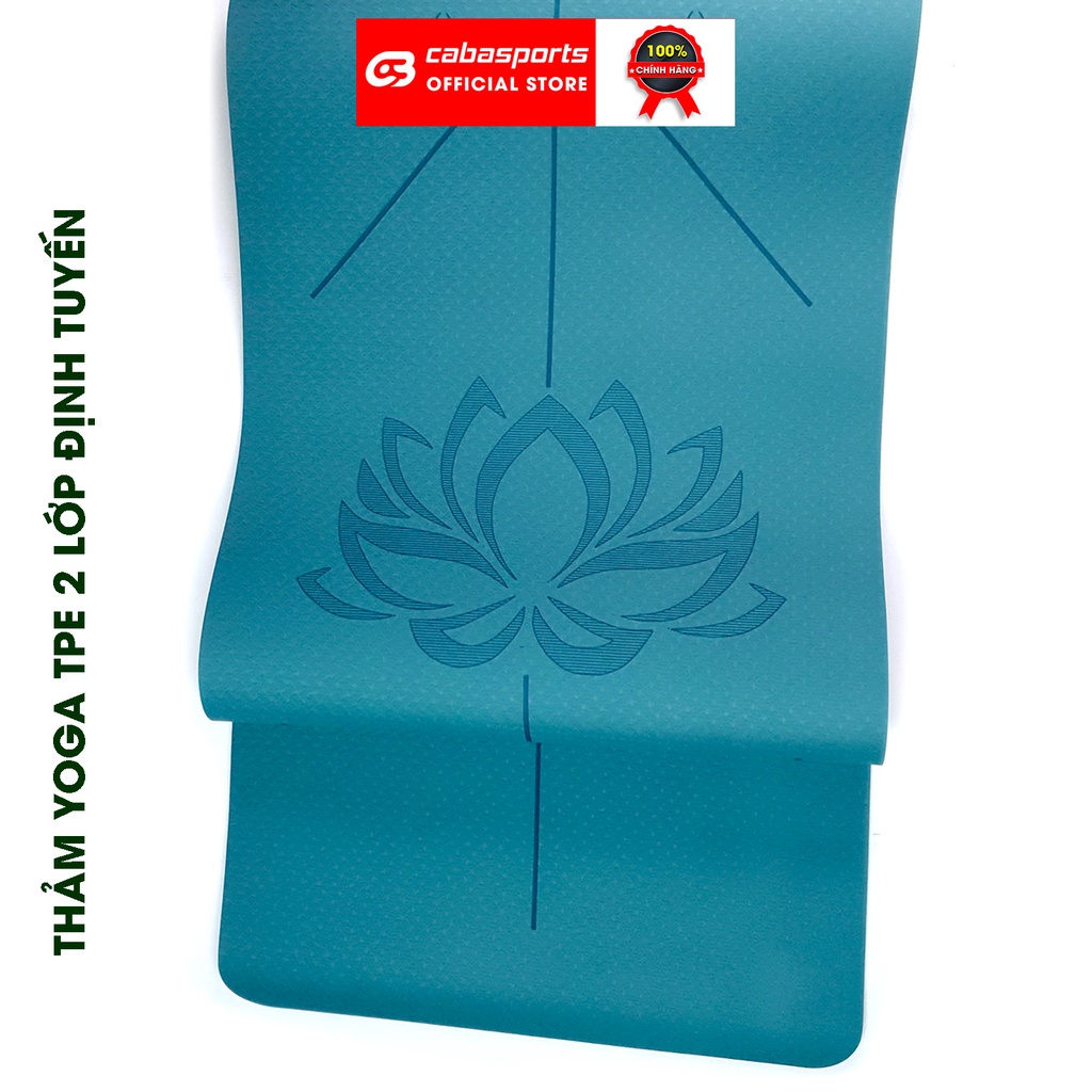 Thảm Yoga chống trượt Cabasports cao cấp, thảm tập yoga định tuyến TPE 2 lớp 6-8mm