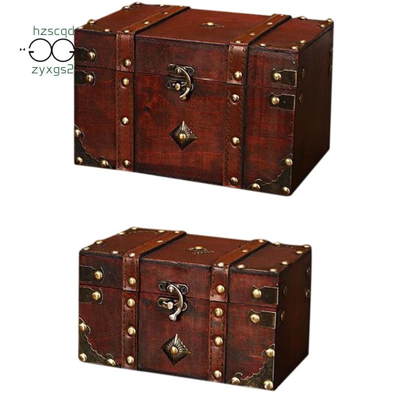 Retro Treasure Chest Vintage Wooden Storage Box Antique Style Jewelry Organizer for Jewelry Box Trinket Box Big