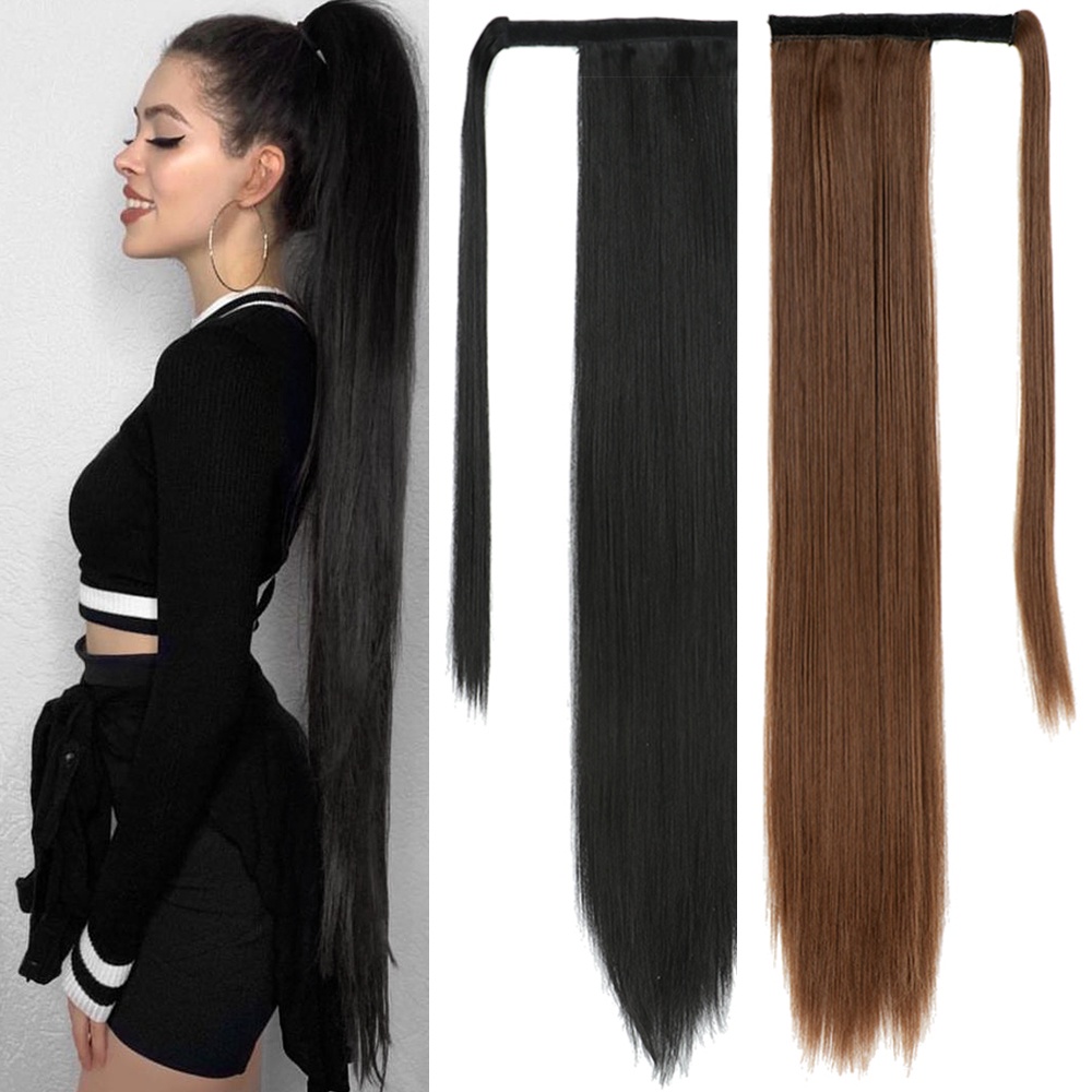 Đuôi Tóc Giả Dài 32 Inch Bằng Sợi Tổng Hợp Kèm Kẹp Tiện Dụng