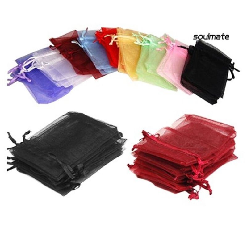 túi vải voan nhiều màu (xanh, trắng, đen...) size 13x18