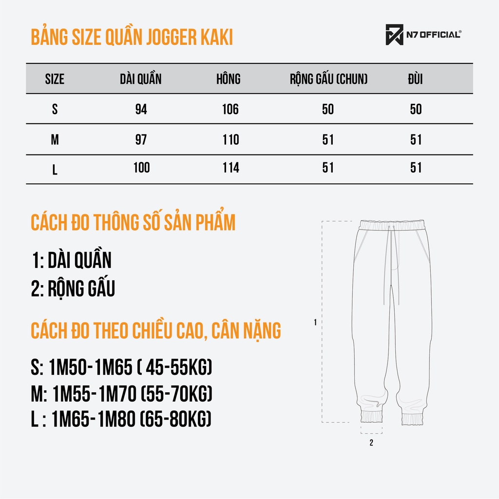 Quần Jogger Cargo Kaki N7 Newseven basic pants nam nữ form rộng Local