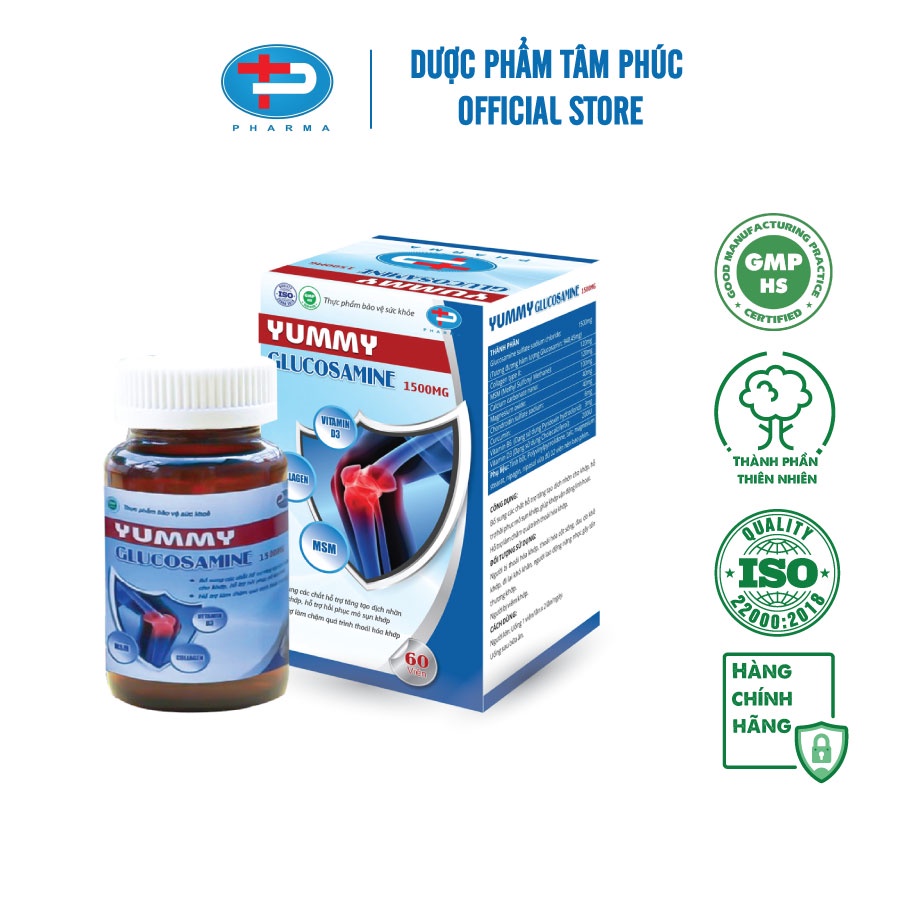 Viên Bổ Xương Khớp Yummy Glucosamine TÂM PHÚC PHARMA Hỗ Trợ Hồi Phục Mô Sụn Giúp Khớp Vận Động Linh Hoạt