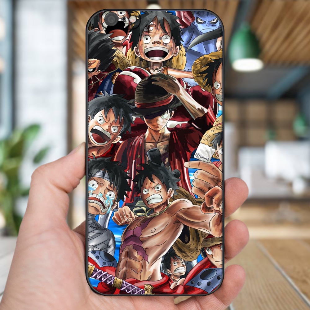 Ốp lưng iPhone 6 Plus, 6s Plus dẻo đen cạnh vuông in hình Luffy One Piece