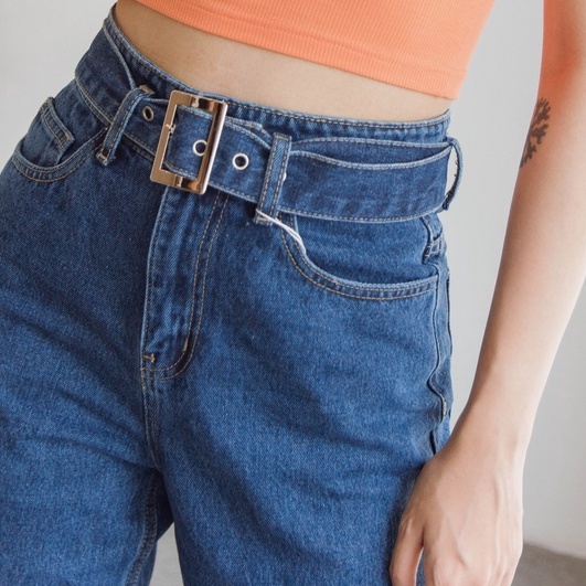 [ảnh thật] Quần jeans kèm belt ống suôn Mia Ritta J466