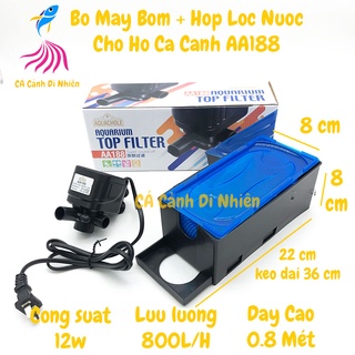 Bộ máy bơm + hộp lọc nước aquachole aa188 cho hồ cá cảnh 12w 188