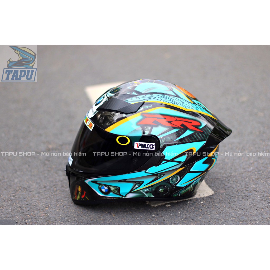 [FREESHIP] MŨ BẢO HIỂM FULLFACE ROC 1 KÍNH - ROYAL M138B LÊN TEM BMW Xanh Mint