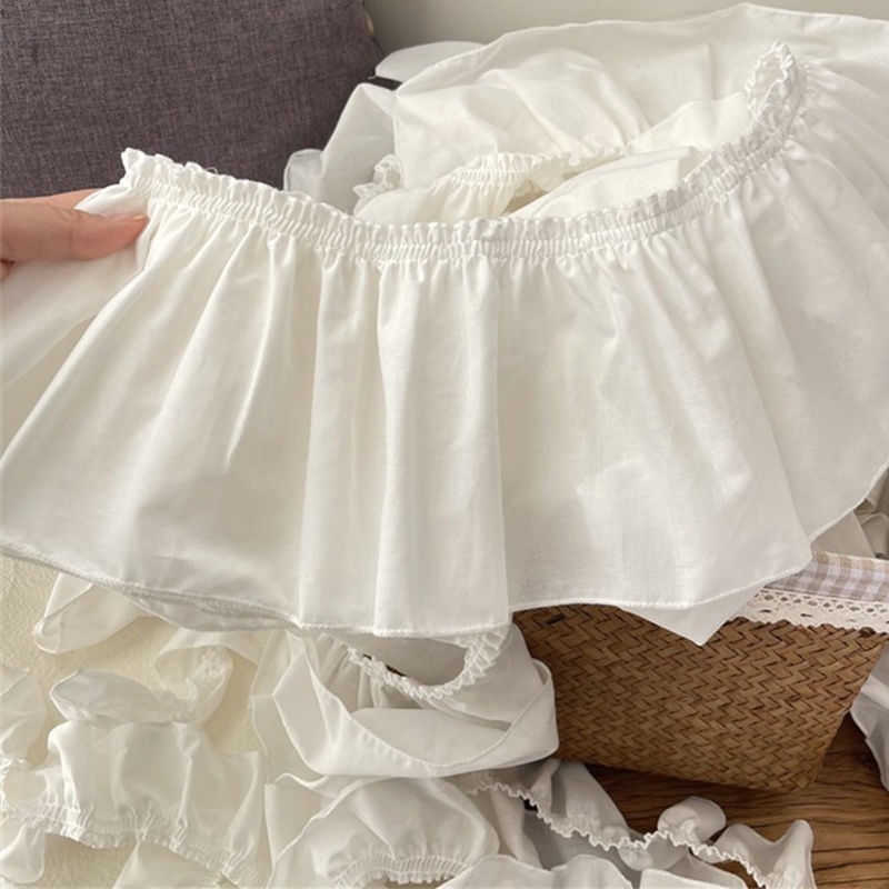 Vòng Cổ Bằng Vải Cotton Màu Trắng Phối Ren Dùng May Trang Phục Cho Búp Bê