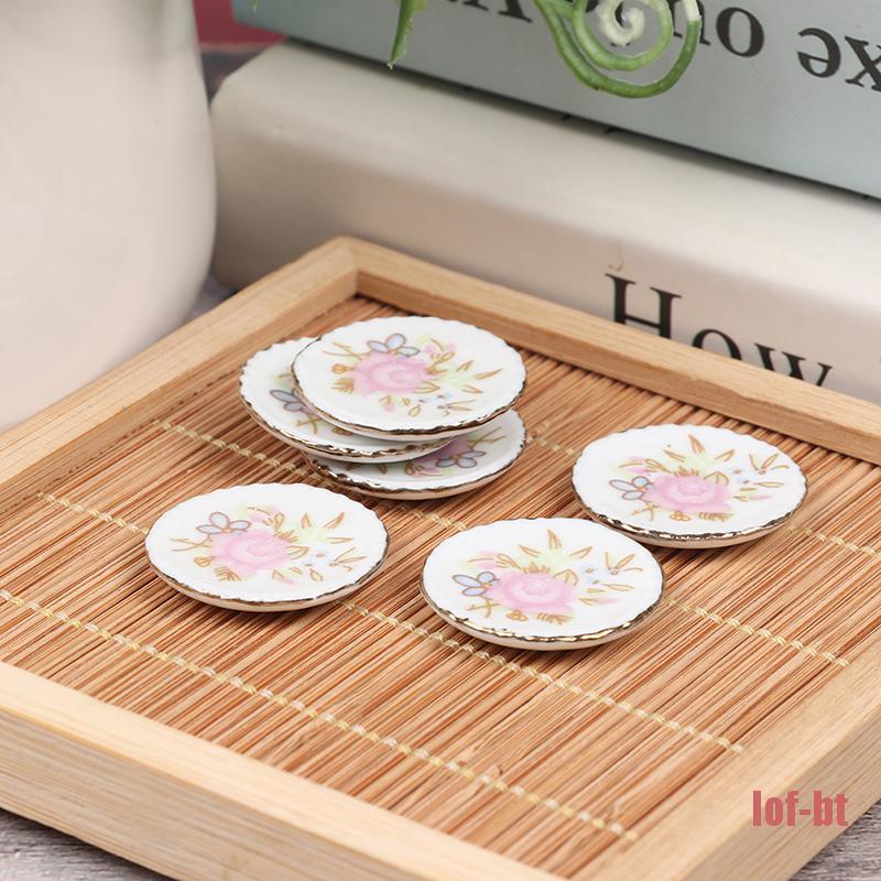 Bộ 2 Đĩa Sứ mini Tỉ Lệ 1 / 12 Trang Trí Nhà Búp Bê Xinh Xắn