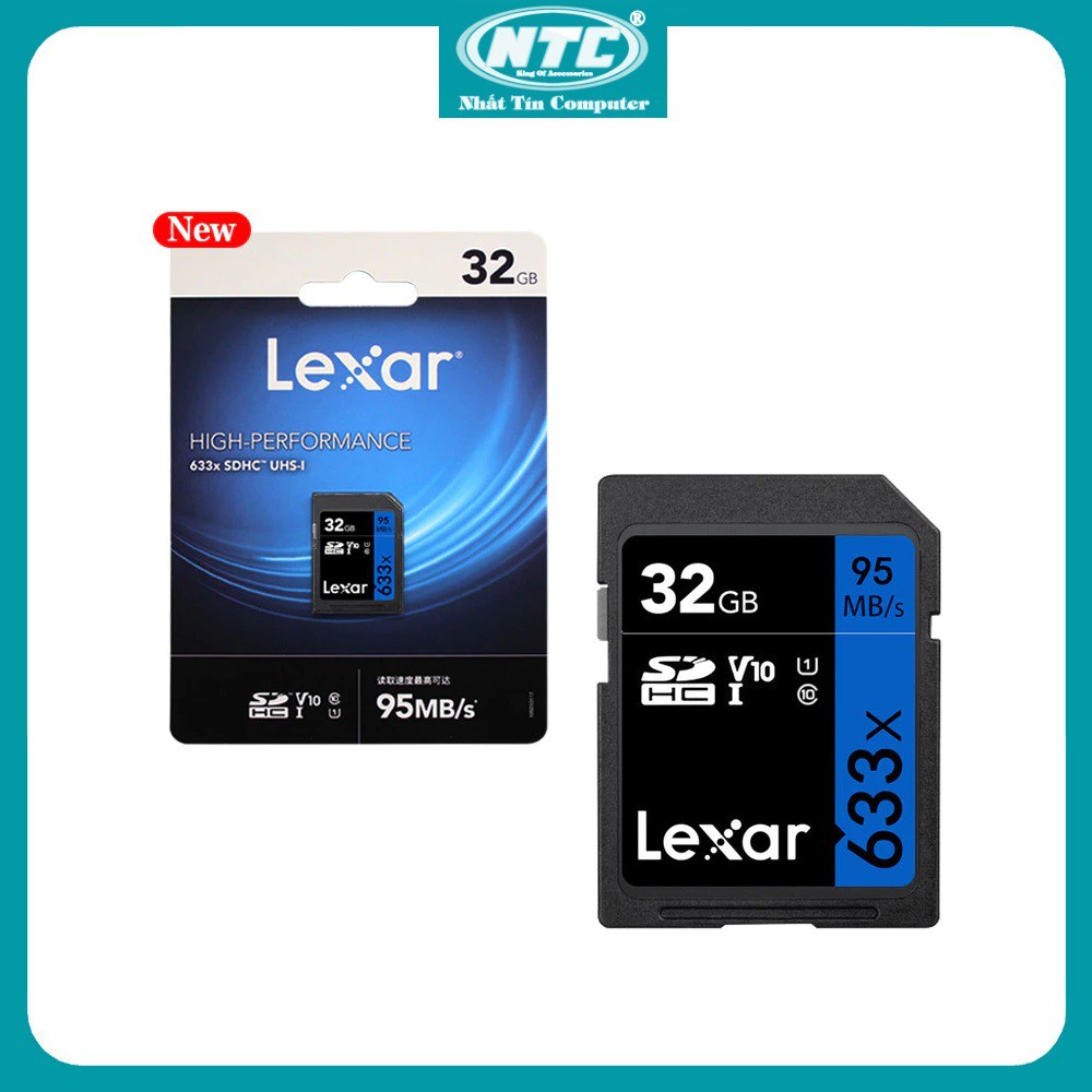 ﹍✇▥Thẻ Nhớ Máy Ảnh SDHC Lexar Professional 633x 32GB UHS-I U1 V10 95MB/s (Xanh)