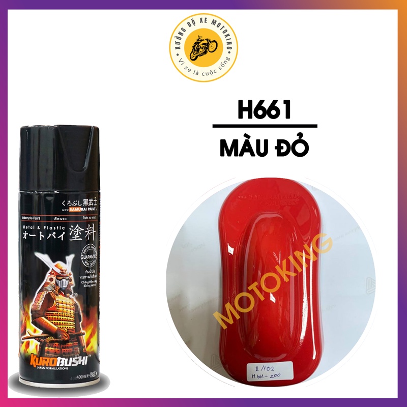 Combo Sơn Samurai màu đỏ honda H661-200 loại 2K chuẩn quy trình độ bền 5 năm gồm 4 chai 2K04 - 102 -H661 - 2K01