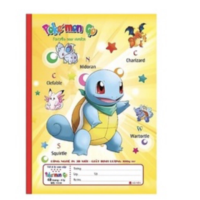 Vở ô ly Sắc màu/ Pokemon 4 ly - 48 trang/ 80 trang