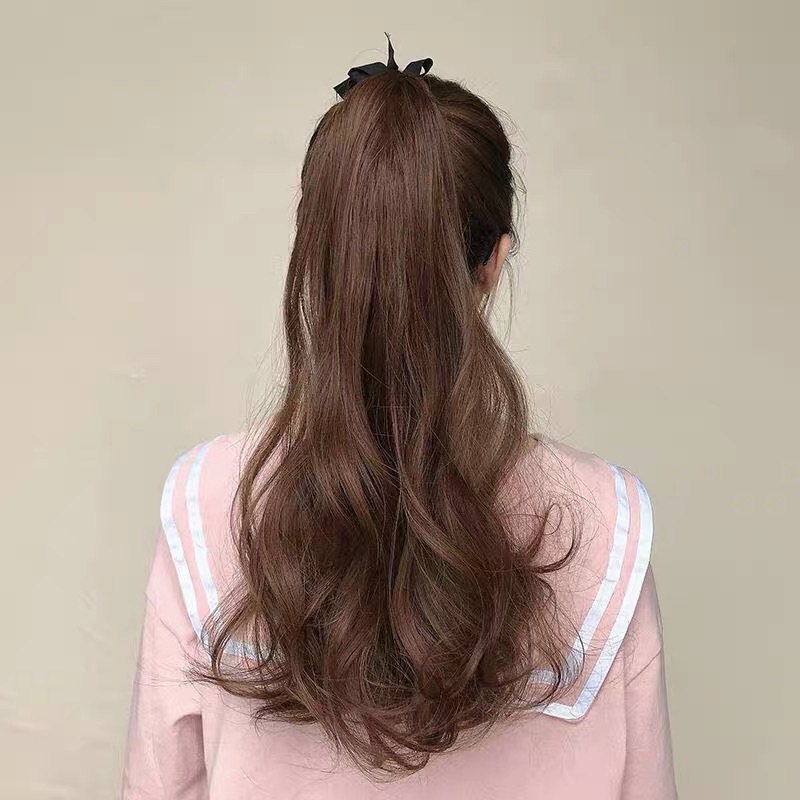 Tóc giả nữ cột❤️FREESHIP❤️Tóc giả buộc xoăn đuôi như tóc thật mẫu mới 2021