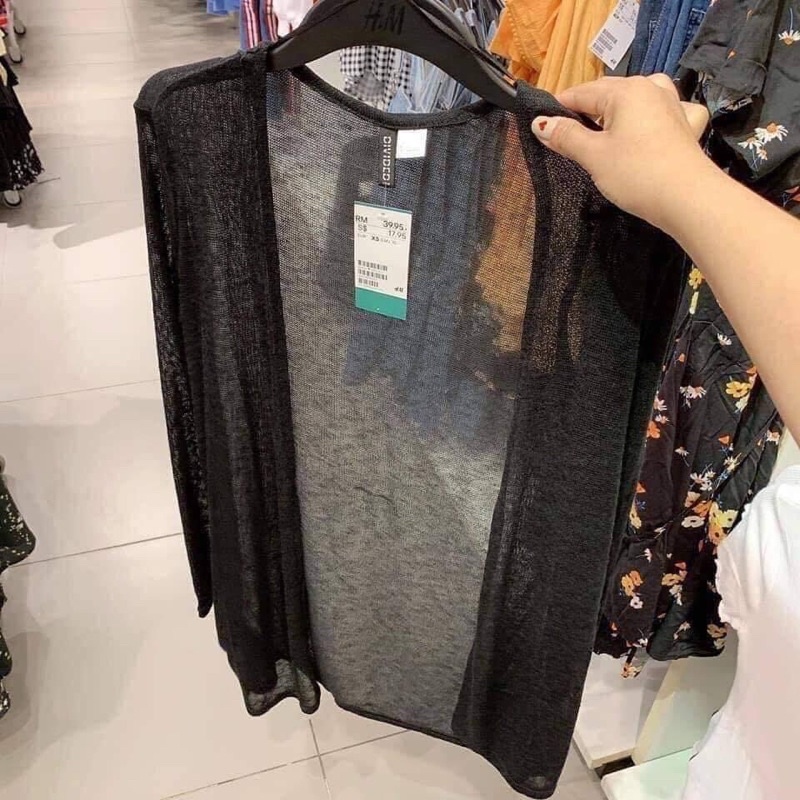 Áo cardigan len mỏng dệt kim dáng dài HM auth
