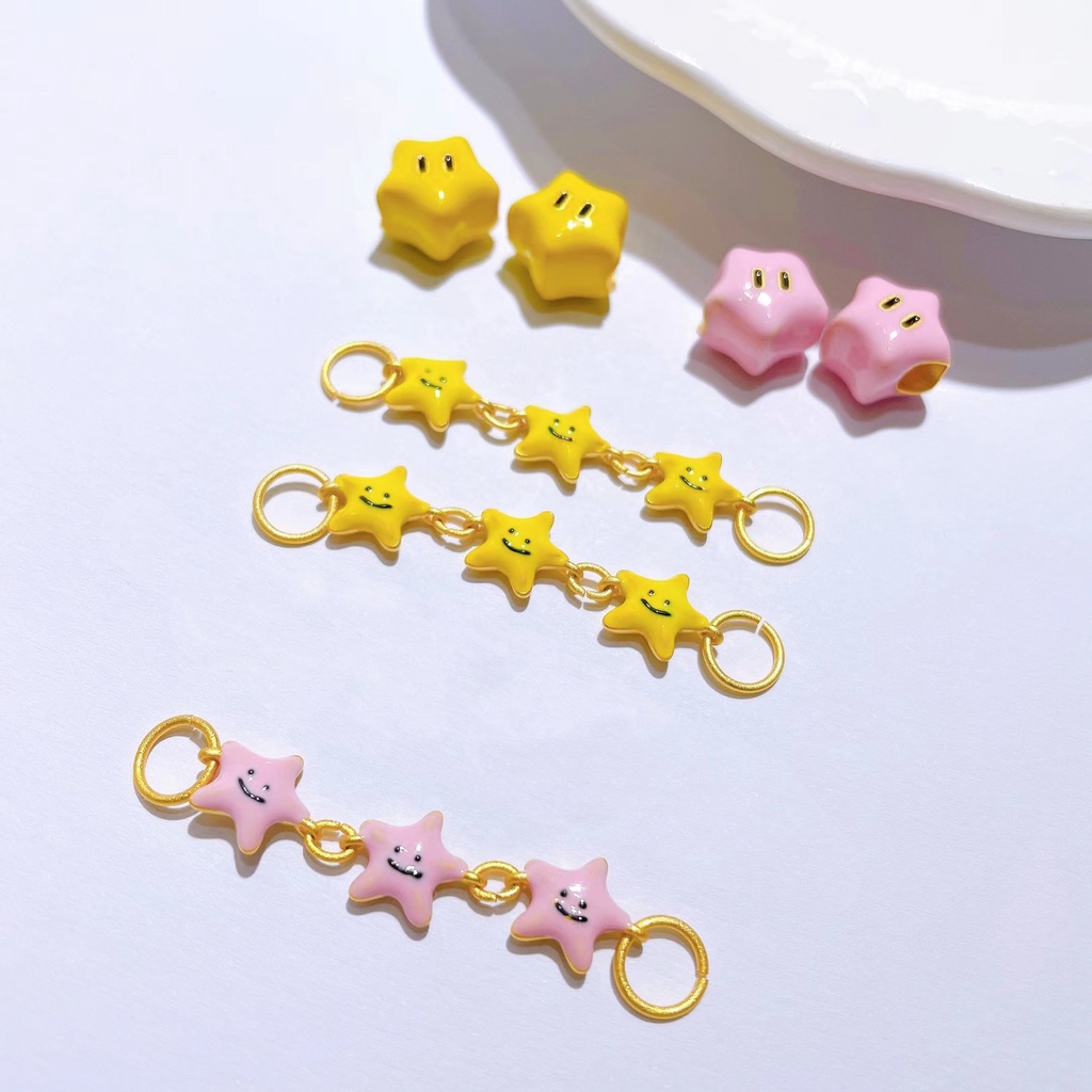 [Hàng Có Sẵn] Vòng Tay Dây Xích Mặt Ngôi Sao Năm Cánh Màu Hồng Vàng Nhỏ Giọt Dễ Phối Đồ diy