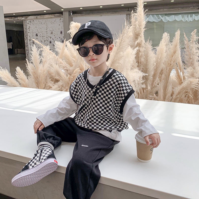 Bộ đồ thời trang mùa thu phong cách Hàn Quốc phương Tây mới 2021 cho bé trai