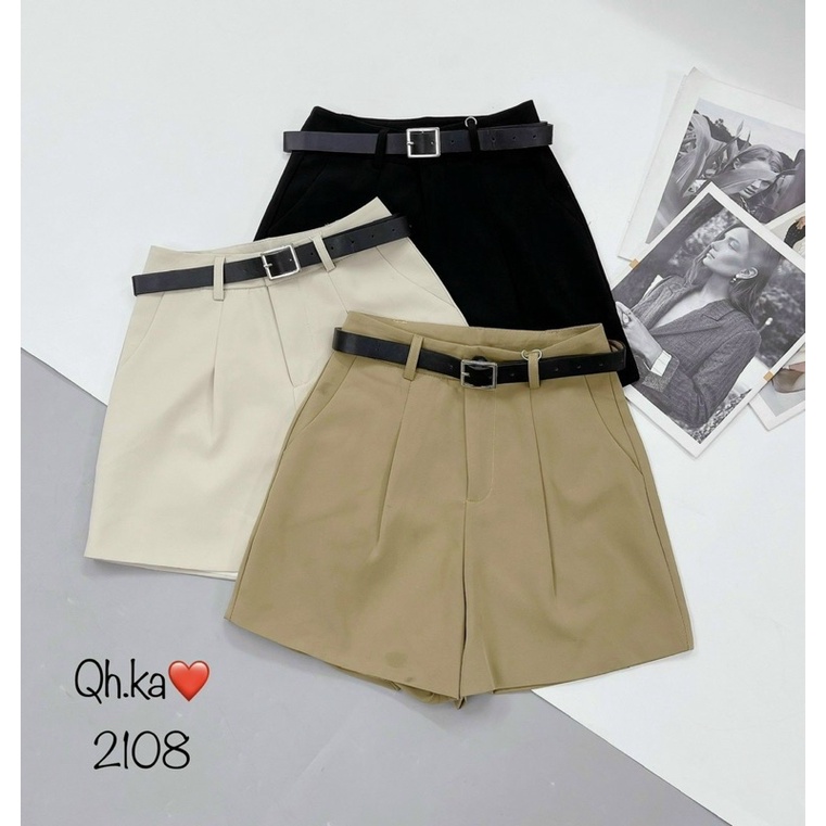 QUẦN SHORT THÔ ĐŨNG DÀI, QUẦN SOOC NỮ KÈM ĐAI VUÔNG MS18716