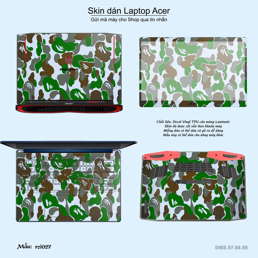 Skin dán Laptop Acer in hình rằn ri (inbox mã máy cho Shop)