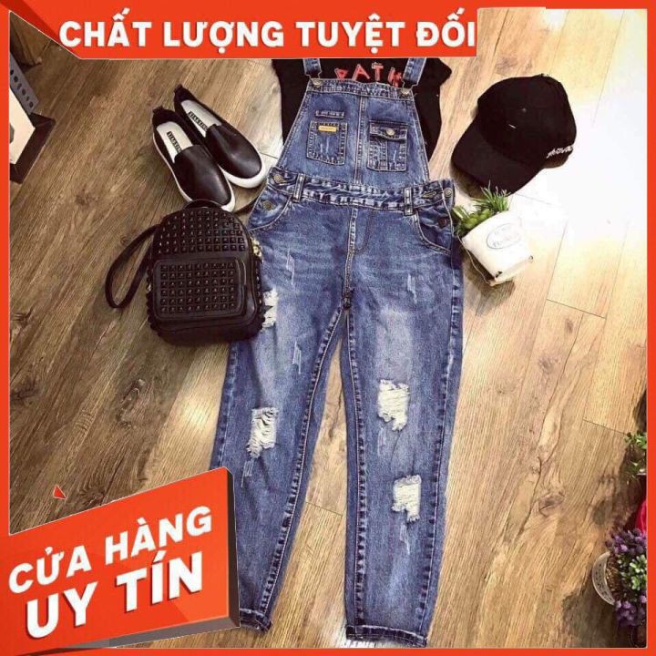 Quần Yếm Jean dài from đẹp chất vải cao cấp_Quần Yếm Jean Nữ