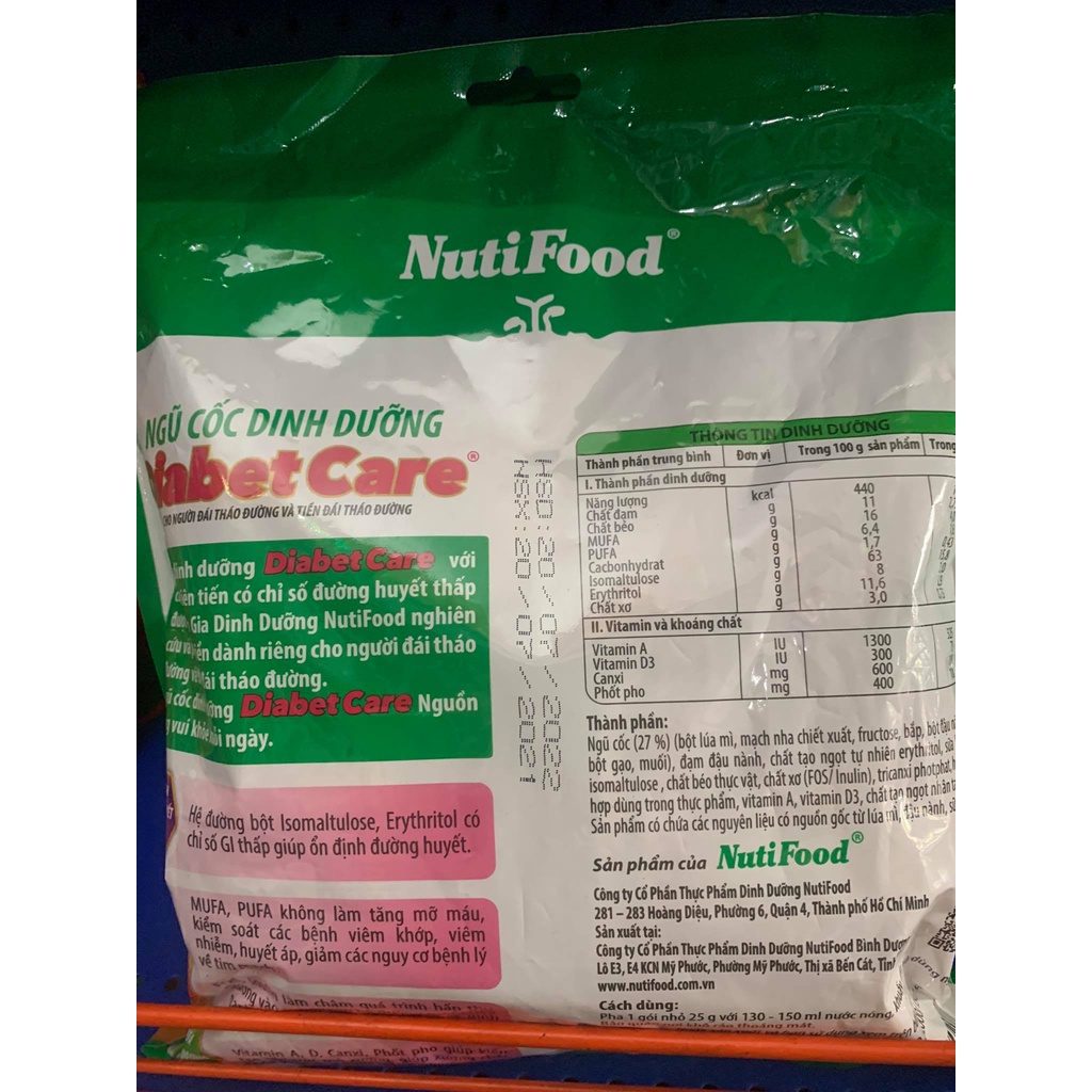 Ngũ cốc ăn kiêng DiabetCare Nutifood dành cho người tiểu đường 16g/25g