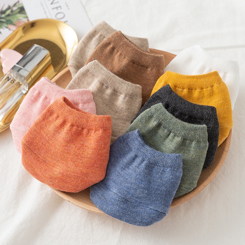1 Đôi Vớ Cotton Nửa Bàn Chân Chống Trượt Thoáng Khí Màu Sắc Ngọt Ngào Thời Trang Mùa Hè Cho Nữ