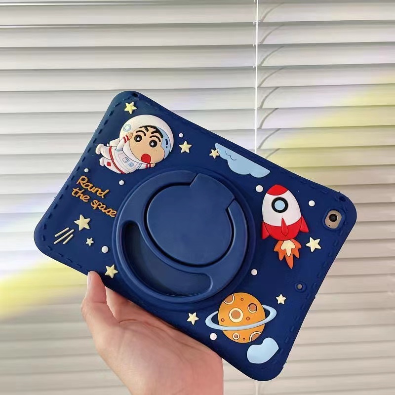 Bao Da Máy Tính Bảng Xoay 360 Độ Cho iPad 10.2-inch 9 / 8 / 7 10th Mini Air 1 2 3 Air 4 5 iPad Pro 2020 Mini 6°- Ốp Điện Thoại Silicon Hình Phi Hành Gia Hoạt Hình Có Giá Đỡ Xoay Được Cho Tay Cầm