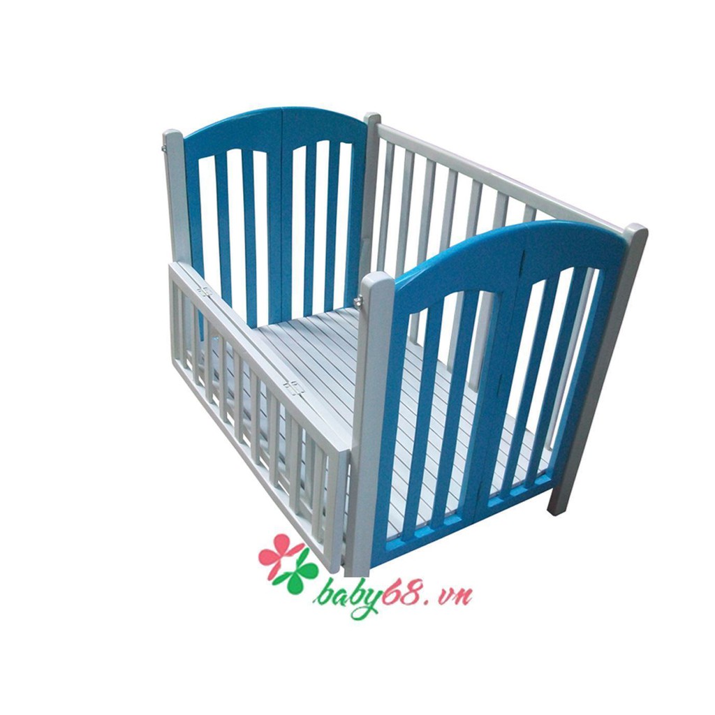 Giường cũi XĐ màu trắng xanh 110 x 70 x 90 cm