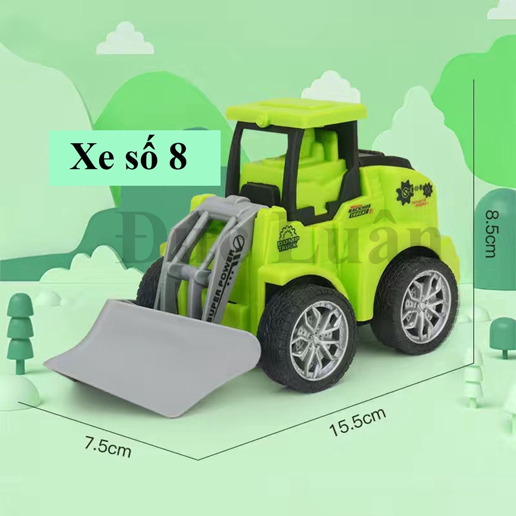 Xe ô tô đồ chơi chạy cót dạng ấn - 8 xe công trường - Đồ chơi trẻ em trí tuệ