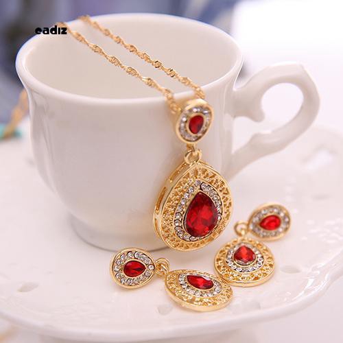 Bộ Dây Chuyền + Bông Tai Hình Oval Đính Đá Sang Trọng