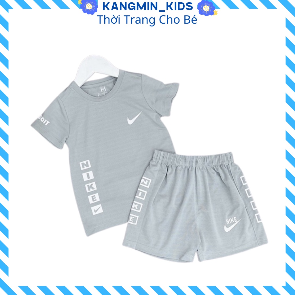 Bộ thể thao bé trai Kangminkids, quần áo bé trai cộc tay chất Thun Cotton siêu mát cho bé 6-28kg