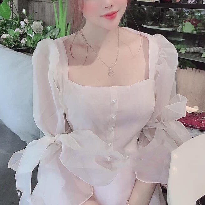 Đầm Nữ Voan Hao Hai lớp Tay Lỡ Dáng Xòe Thanh Lịch Thời Trang Nữ-TOMGB
