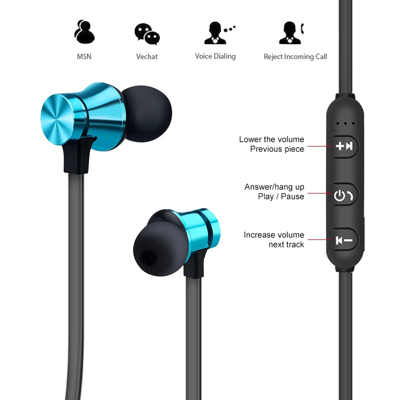 【COD】Tai nghe bluetooth thể thao có nam châm kèm mic cho iPhone 8 X 7 Xiaomi