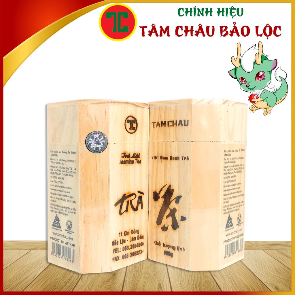 Trà Lài Cao Cấp Hộp Gỗ 100G Chính hiệu TÂM CHÂU BẢO LỘC