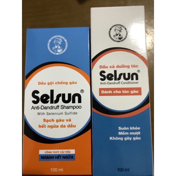 Bộ Dầu gội và dầu xả selsun công thức mới 1% Selennium Sulfide 100ml