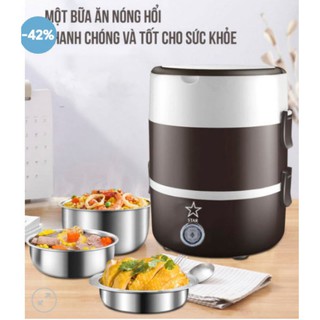 Hộp cơm hâm nóng cắm điện Inox 3 tầng Star B16-200