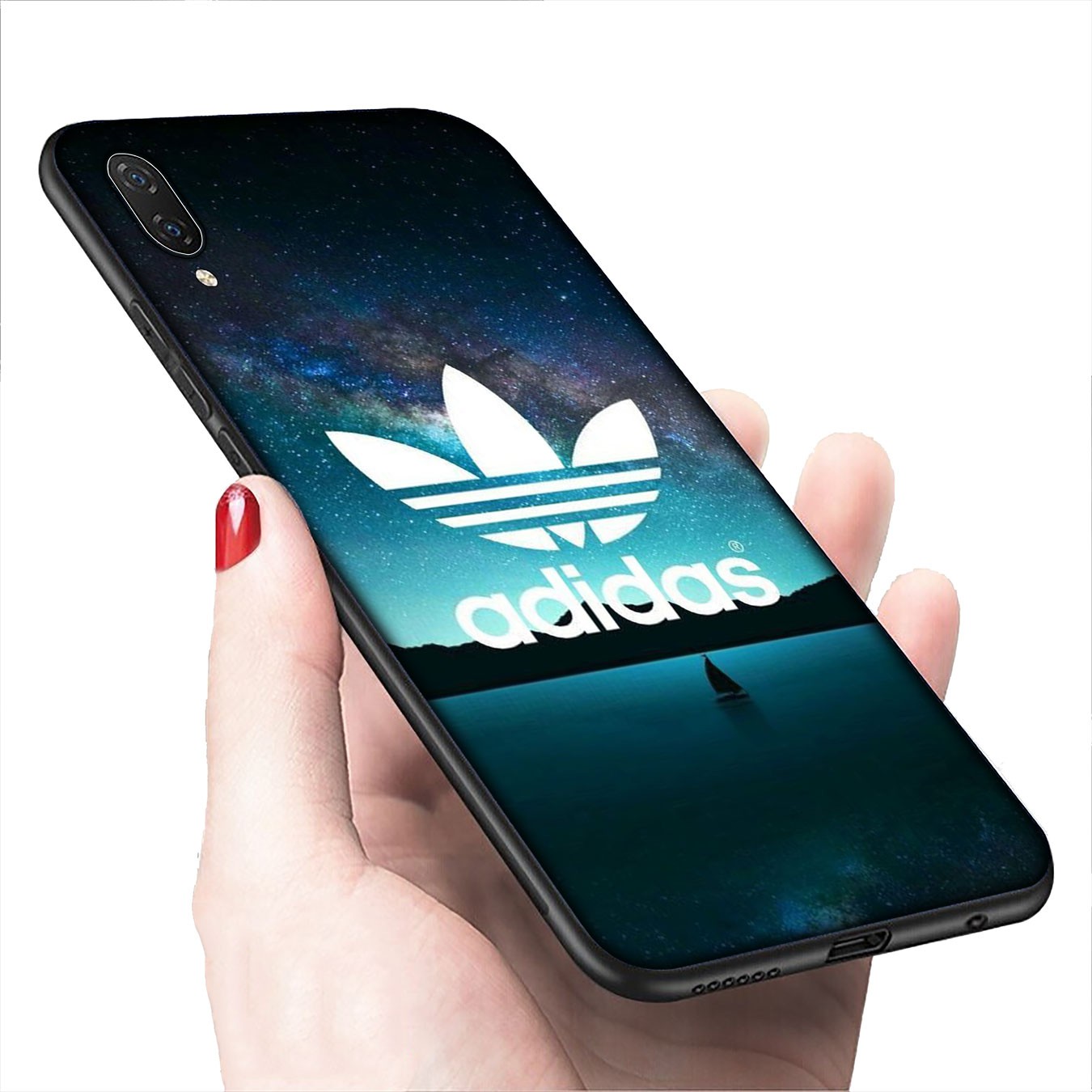 Soft Silicone iPhone 11 Pro XR X XS Max 7 8 6 6s Plus + Cover flower Adidas Logo Phone Case