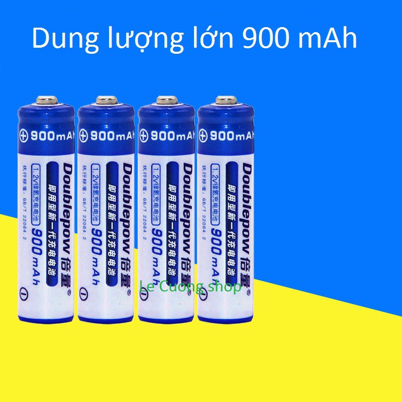 bộ 4 pin tiểu (pin đũa )sạc AAA Doublepow 900 mAh lắp điều khiển tivi ,điều hòa...