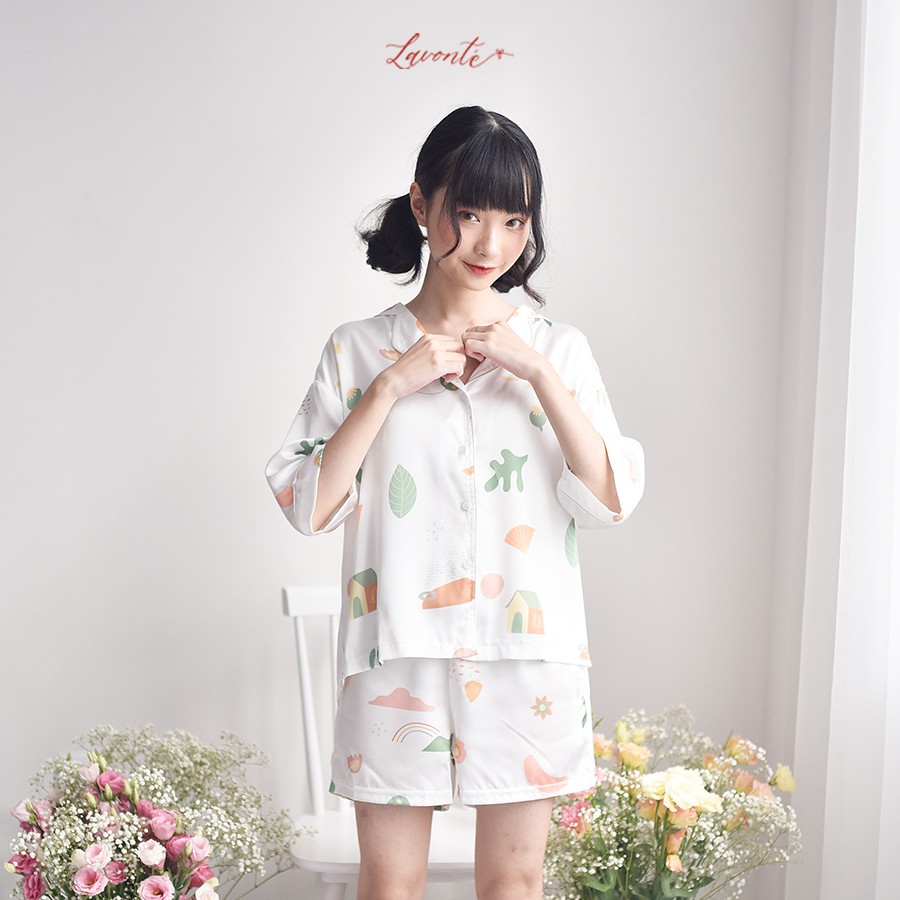 Bộ Ngủ Đáng Yêu Lavonte [MUA 1 TẶNG 1 - Hàng Thiết Kế] Chất liệu Lụa Satin Cao Cấp. | BigBuy360 - bigbuy360.vn