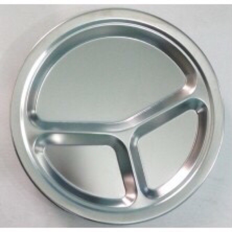 khay  cơm  phần inox  tròn  chia 3 ngăn 26cm
