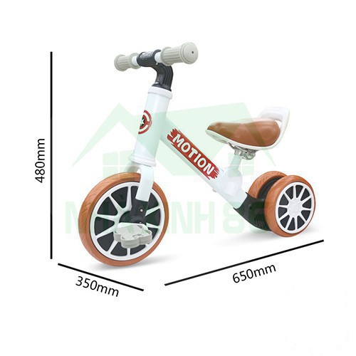 Xe chòi chân thăng bằng cho bé MOTION, có bàn đạp 2in1 yên bằng da - Xe chòi chân motion cho bé 3 bánh, chịu lực 30kg