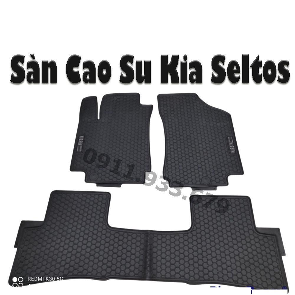 Thảm Sàn,Lót Sàn Cao Su đúc Xe Kia Seltos 2020 2021 2022 ko mùi - chữ trắng