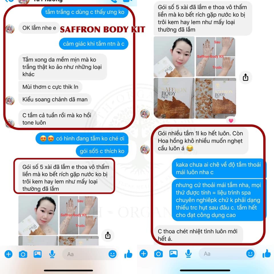 Tắm trắng Saffron Hoa hồng khô TH Organics liệu trình cao cấp trong Spa