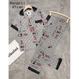 Bộ pijama cộc dài nữ chất liệu lụa mango mềm, mịn, mát