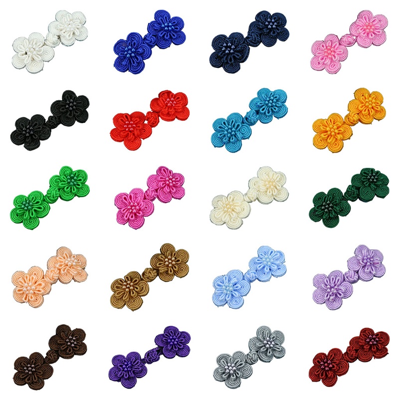 Set 10 Cặp Nút Thắt Họa Tiết Hoa Trung Quốc Dùng Để Trang Trí Sườn Xám