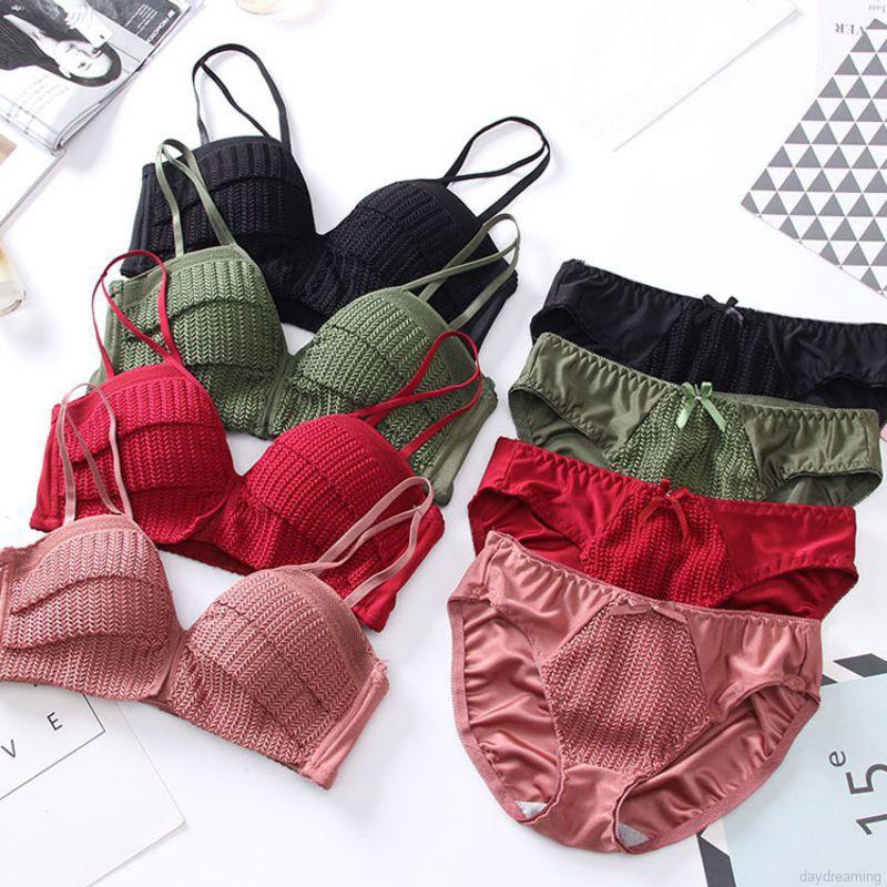 Set Áo Ngực 1 / 2 &amp; Quần Lót Nữ Màu Trơn