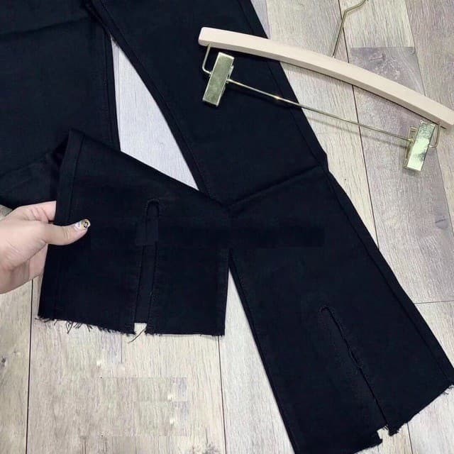 Quần giấy ống loe xẻ gấu cho nữ Dorastyle