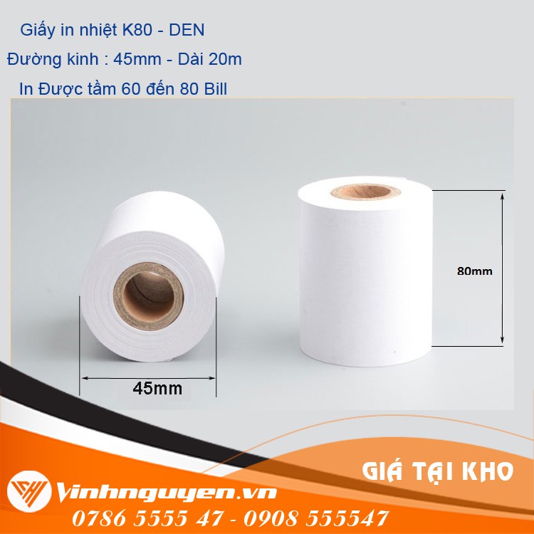 10 Cuộn giấy in bill nhiệt K80